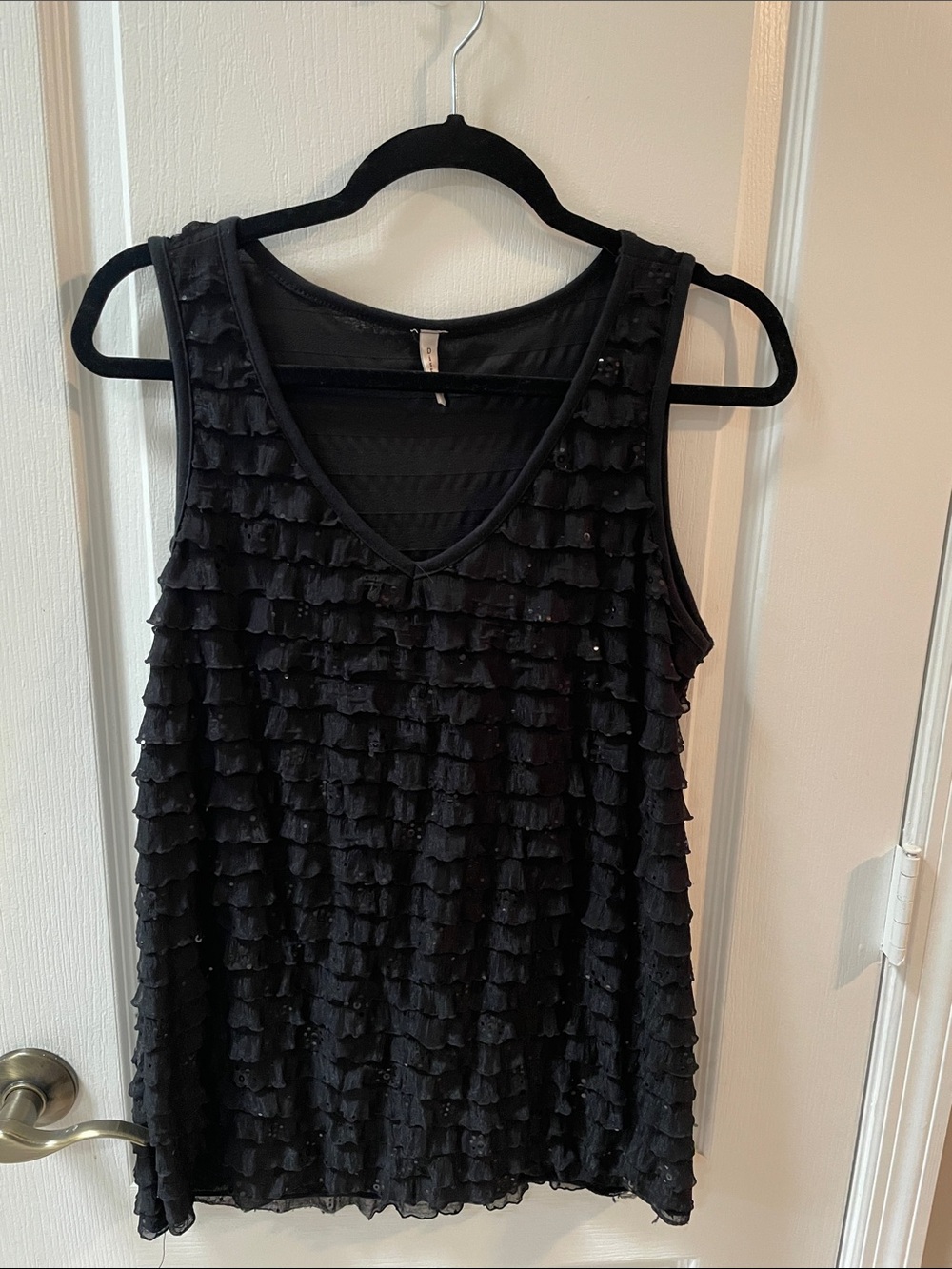 Black Ruffle Tank Top - Women